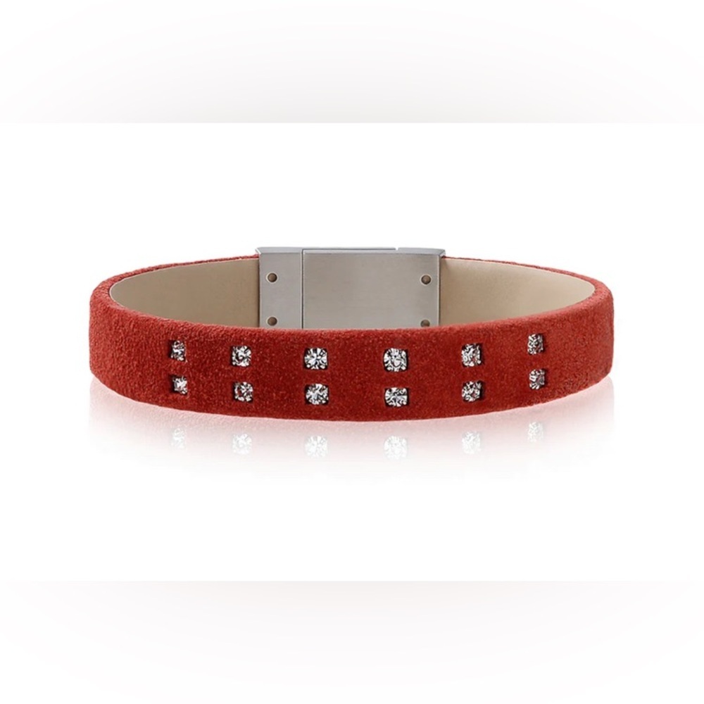 Velvet Leather Crystal Bracelet